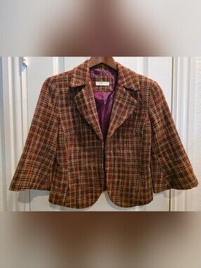 Coldwater Creek Women's Multicolor Tweed Blazer - Purple Lined